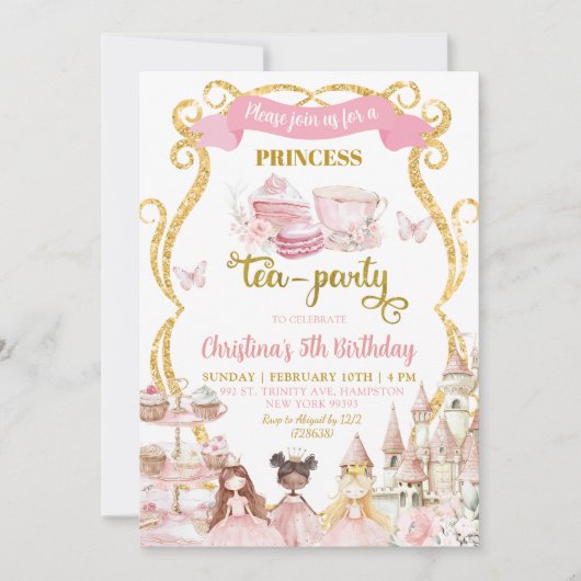 Princess Tea Party uitnodiging (Voorkant)