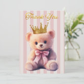 Princess Teddy Bear Bedankkaart (Staand voorkant)