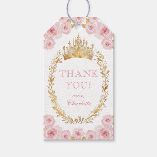 Princess Thank You Gift Labels - Roze en Goud Koni Cadeaulabel (Voorkant)