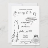 Princess & The Frog - B&W - Couples Shower Invite Kaart (Voorkant)