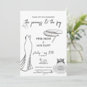 Princess & The Frog - B&W - Couples Shower Invite Kaart (Staand voorkant)
