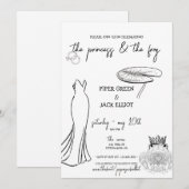 Princess & The Frog - B&W - Couples Shower Invite Kaart (Voorkant / Achterkant)