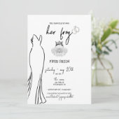 Princess & The Frog - B&W - Vrijgezellenfeest Invi Kaart (Staand voorkant)