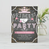 PRINCESS THEEPARTIJ Verjaardag Glitter Uitnodiging (Staand voorkant)
