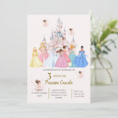 Princess Third Birthday Invitation at Her Castle Kaart (Staand voorkant)