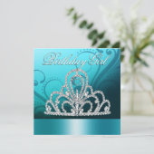 Princess Tiara Birthday Girl blue) Kaart (Staand voorkant)
