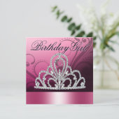 Princess Tiara Birthday Girl (roze) Kaart (Staand voorkant)