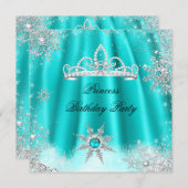 Princess Tiara Blauwgroen Blue Snowflake Birthday  Kaart (Voorkant / Achterkant)