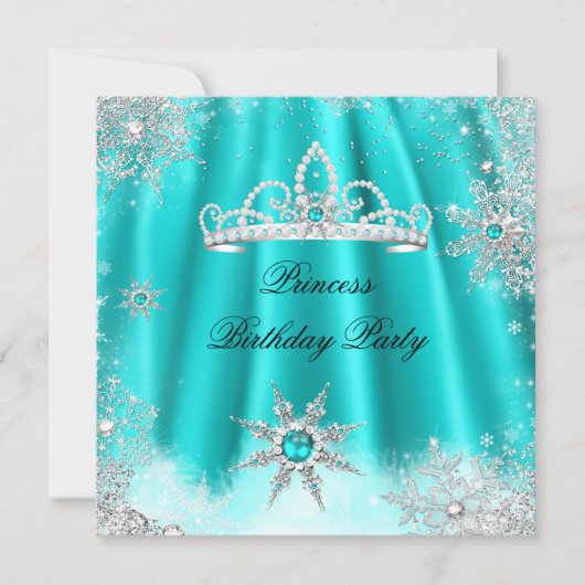 Princess Tiara Blauwgroen Blue Snowflake Birthday  Kaart (Voorkant)