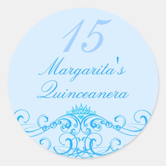 Princess Tiara Blue Quinceanera Sticker (Voorkant)