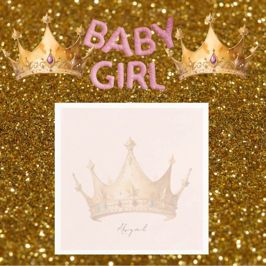 Princess Tiara Blush Baby shower gepersonaliseerd Servet