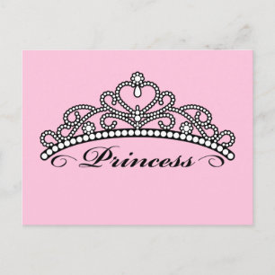Princess Tiara Briefkaart (roze achtergrond)