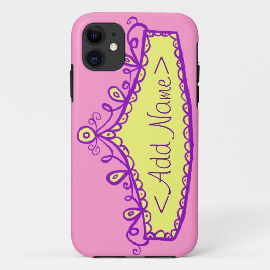 Princess Tiara Crown Custom Name iPhone Case (Achterkant)
