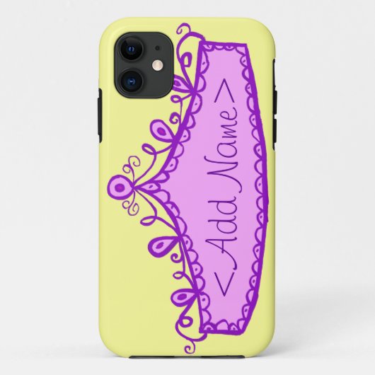 Princess Tiara Crown Custom Name iPhone Case (Achterkant)