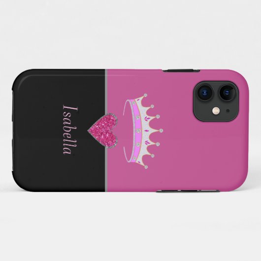 Princess Tiara Crown op Roos Gold en Black Case-Mate iPhone Case (Achterkant (horizontaal))