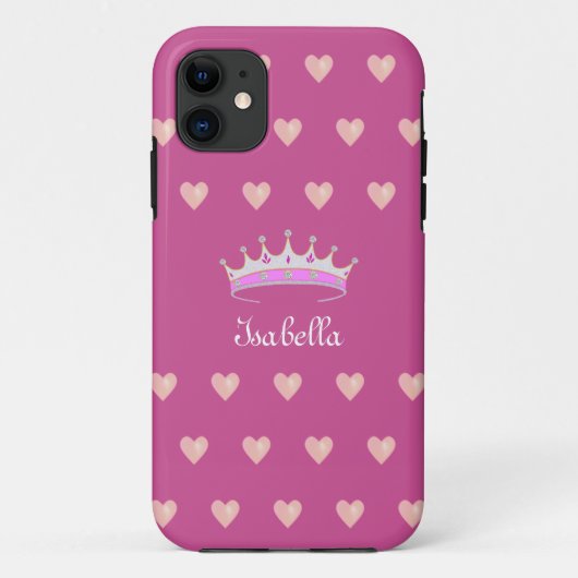 Princess Tiara Crown & Pink Hearts on Roos Gold Case-Mate iPhone Case (Achterkant)