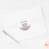 Princess Tiara Elephant Pink Flowers Birthday Ronde Sticker (Envelop)