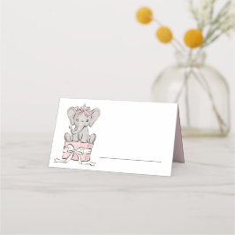 Princess Tiara Elephant Pink Girl's Birthday Plaatskaartje