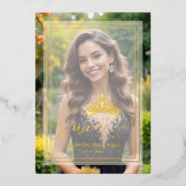 Princess Tiara Exquisite Overlay Vellum Effect XV Folie Uitnodiging (Voorkant)