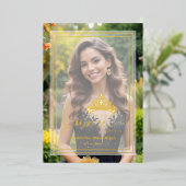 Princess Tiara Exquisite Overlay Vellum Effect XV Folie Uitnodiging (Staand Voorkant)