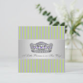 Princess Tiara Green Paarse Meisje Baby shower Kaart (Staand voorkant)