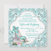 Princess Tiara High Heel Shoe Quinceanera Kaart (Achterkant)