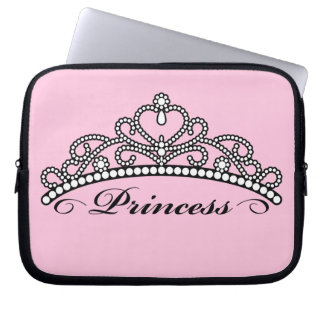 Princess Tiara-laptophoes (roze achtergrond) Laptop Sleeve