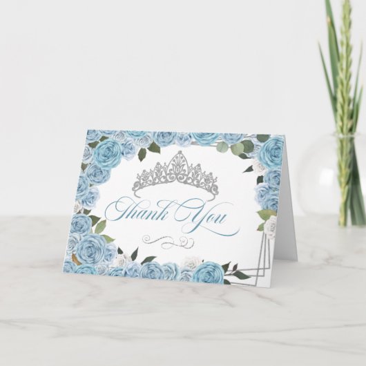 Princess Tiara Light Blue Rozen Bedankkaart (Voorkant)