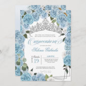 Princess Tiara Light Blue Rozen V2 Quinceanera Kaart (Voorkant / Achterkant)