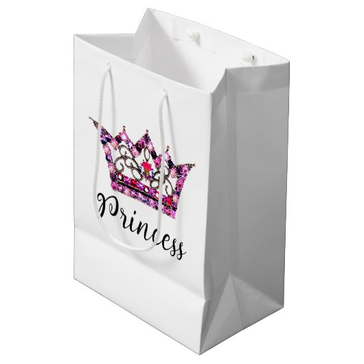 "Princess" Tiara Medium Gift Bag Cadeauzakje (Voorkant Gekanteld)
