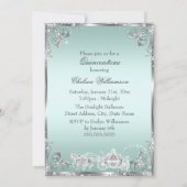 Princess Tiara Mint Silver Sparkle Quinceanera Kaart (Achterkant)