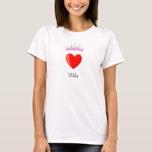 Princess Tiara & Name Calligraphy T-shirt (Voorkant)