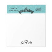 Princess Tiara op Blauwe Koninklijke Desk Notitieblok (Voorkant)