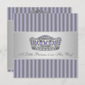 Princess Tiara Paarse Grey Baby Meisje Douche Kaart (Voorkant / Achterkant)