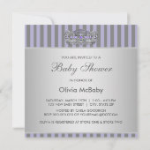 Princess Tiara Paarse Grey Baby Meisje Douche Kaart (Achterkant)