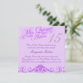 Princess Tiara Paarse Quinceanera Uitnodiging (Staand voorkant)