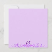 Princess Tiara Paarse Quinceanera Uitnodiging (Achterkant)