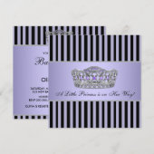 Princess Tiara Paarse Zwarte Baby Meisje Douche Kaart (Voorkant / Achterkant)