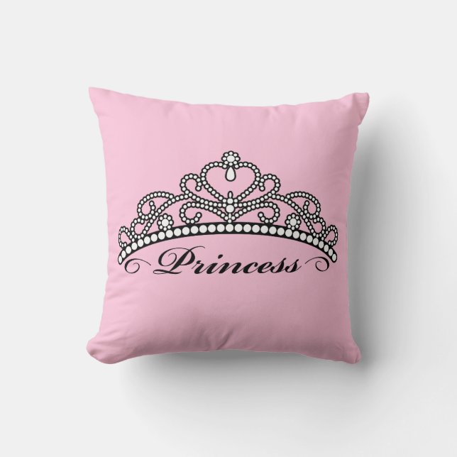 Princess Tiara Pillow (roze achtergrond) Kussen (Voorkant)