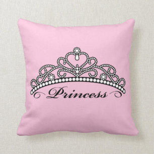 Princess Tiara Pillow (roze achtergrond) Kussen