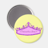 Princess Tiara Pink Crown Custom Name Magnet (Voorkant / Achterkant)