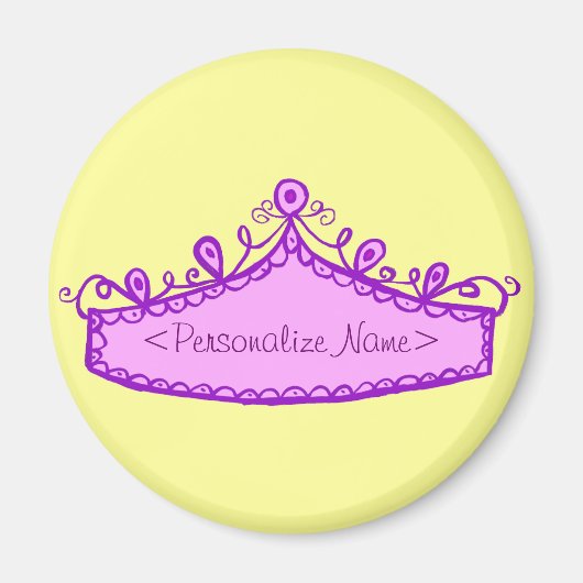 Princess Tiara Pink Crown Custom Name Magnet (Voorkant)