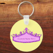 Princess Tiara Pink Crown Custom Name Sleutelhange Sleutelhanger (Voorkant)