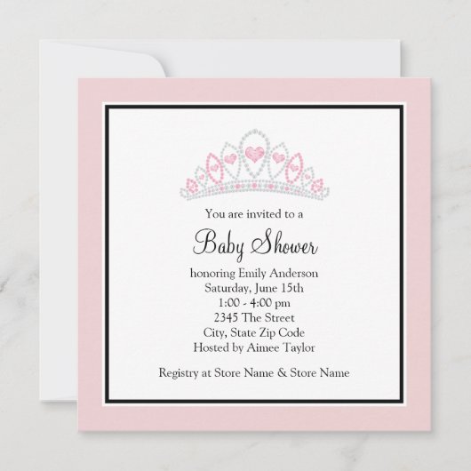 Princess Tiara Pink Princess Baby shower Kaart (Voorkant)