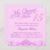 Princess Tiara Pink Quinceanera Uitnodiging (Voorkant / Achterkant)