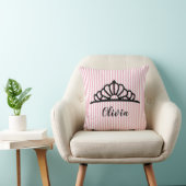 Princess Tiara Pink Stripe Persoonlijke Pillow Kussen (Stoel)