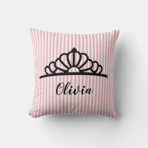 Princess Tiara Pink Stripe Persoonlijke Pillow Kussen