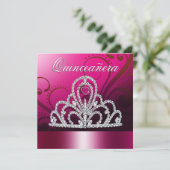 Princess Tiara Quinceanera (fuschia) Kaart (Staand voorkant)