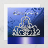 Princess Tiara Quinceanera (indigoblauw) Kaart (Voorkant / Achterkant)