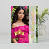 Princess Tiara Quinceañera Photo Fancy Calligraphy Folie Uitnodiging (Staand Voorkant)